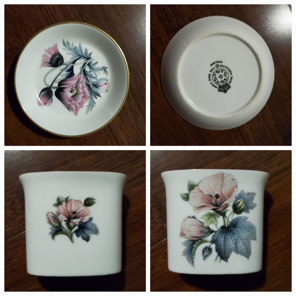 Royal Worcester Bone China 2 Piece Cocktail Set Tobaccania, Cigarette/Toothpick